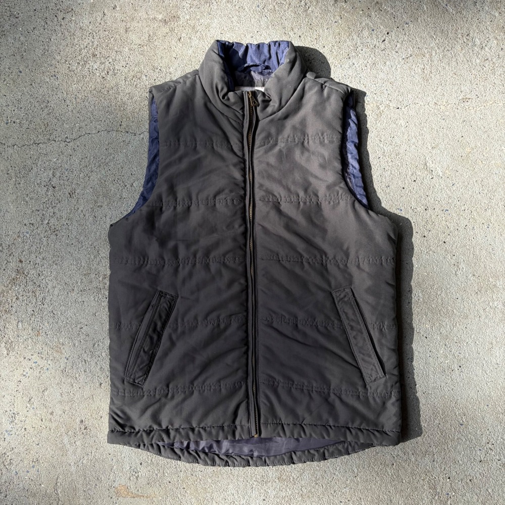 Weatherproof Vintage Mens Puffer Vest Charcoal Gray Quilted Sleeveless Jacket M